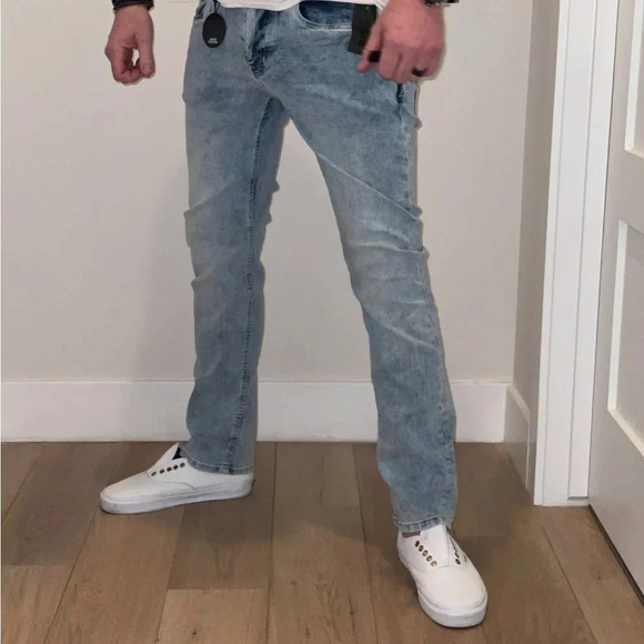 2PAIR- BUFFALO JEANS “EVAN-X” SLIM STRAIGHT STRETCH BLEACHED AND SANDED 30/30 - Picture 2 of 16